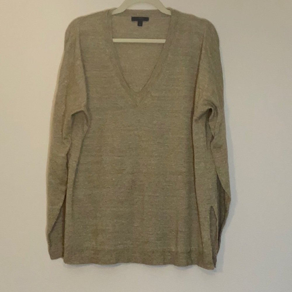 J Crew Olive V Neck Merino Wool Sweater Sz XL